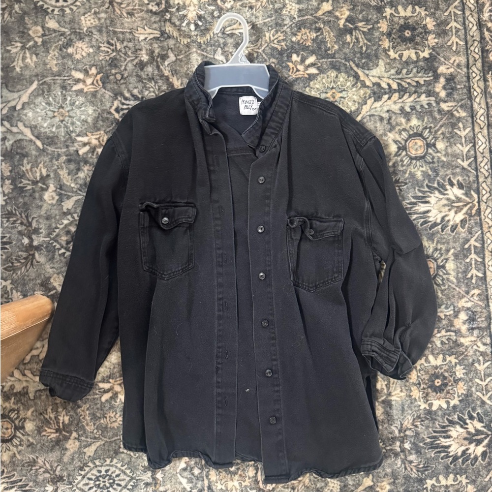 Princess Polly Black Oversized Button-Up Jacket